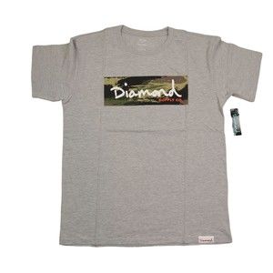 Diamond Supply t-shirt / gray color / short sleeve with camo logo tee / medium